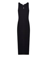 Brunello Cucinelli embroidered logo black rib knit midi dress